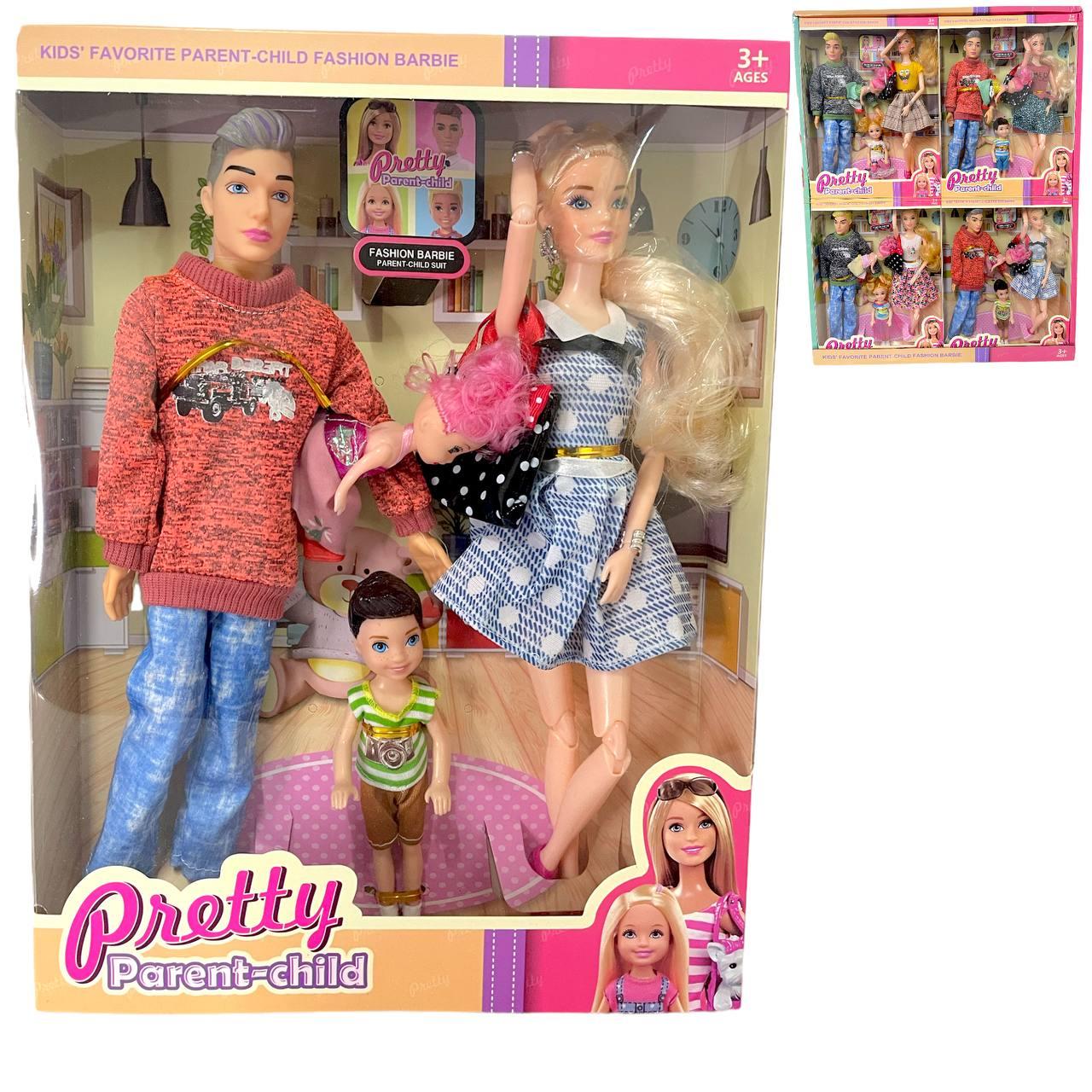 1811 Pretty parent Семья Барби и кен, 2 ребенка, 2вида из 4шт в уп, цена за 1шт 32*24см