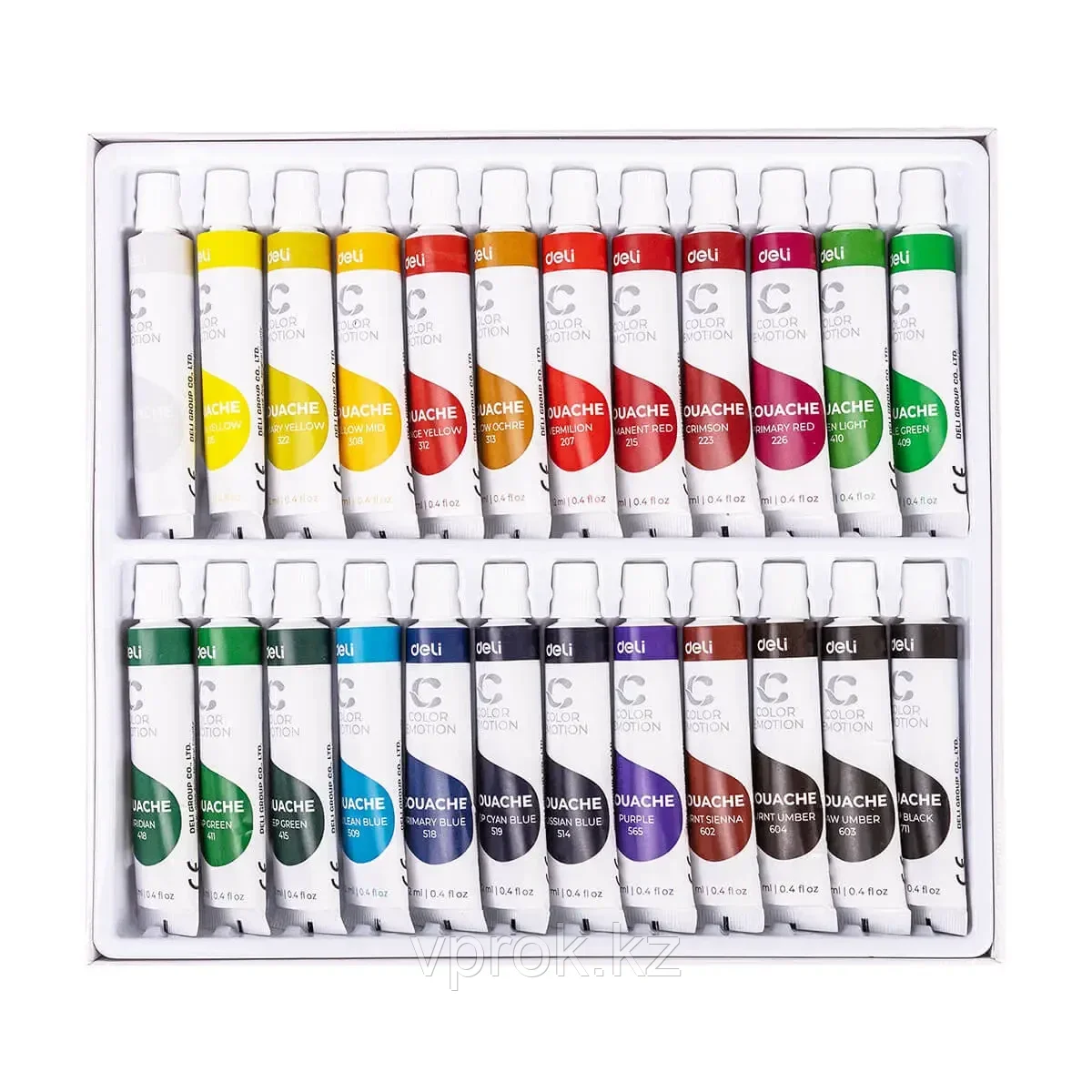 Набор гуашевых красок Deli Color Emotion Artists, 24 тюбика, 12 мл - фото 2 - id-p102401220