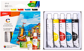 Набор гуашевых красок Deli Color Emotion Artists, 5 тюбиков, 12 мл