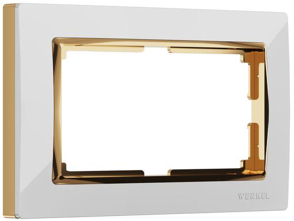 Рамка для двойной розетки /W0081933 (белый/золото) - фото 1 - id-p102387313