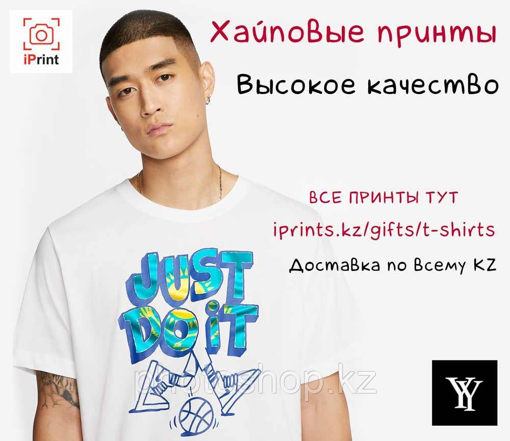 Печать на белой футболке Алматы - фото 1 - id-p102404188