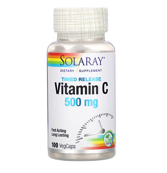 Solaray, Витамин C медленного высвобождения, 500 мг, 100 растительных капсул