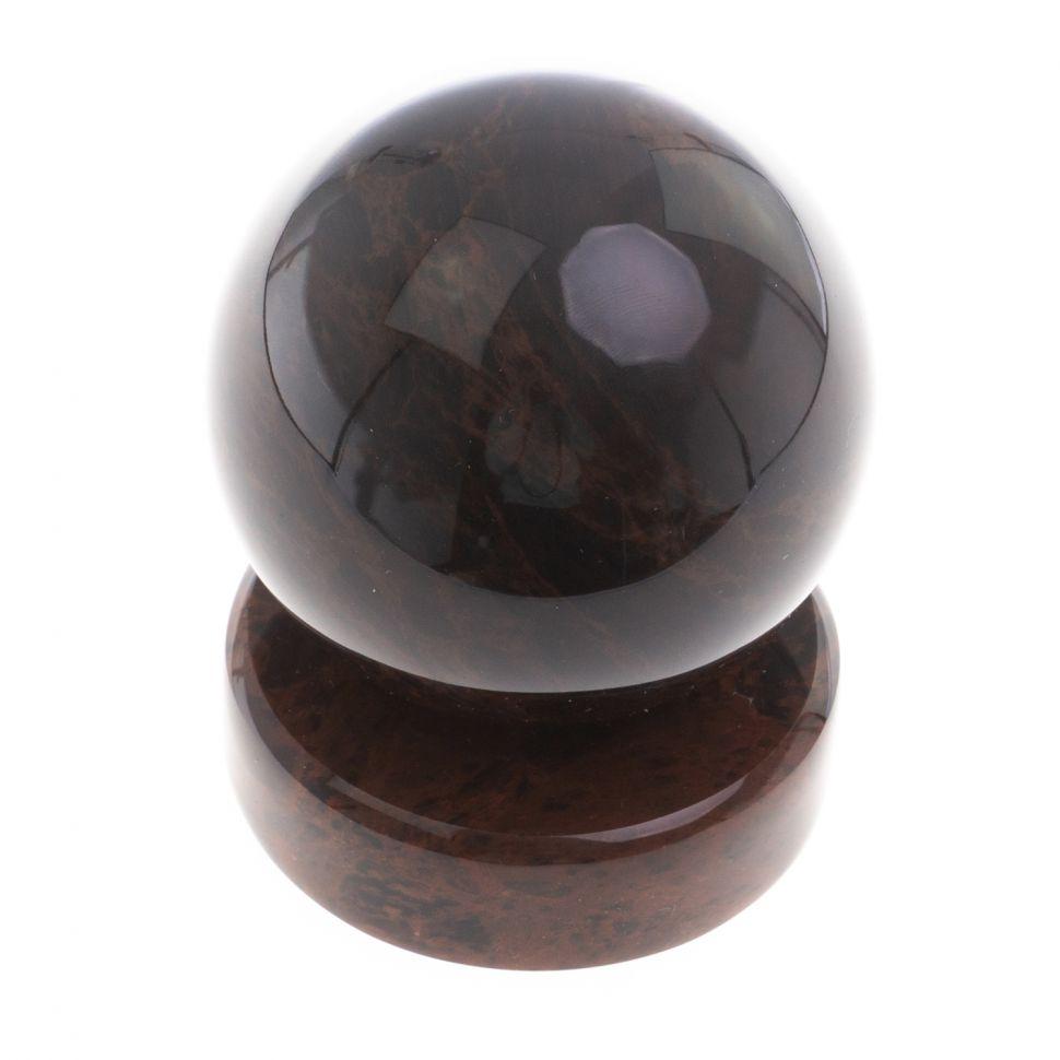 Шар из обсидиана 7 см коричневый на подставке / шар декоративный / шар для медитаций / каменный шарик / - фото 2 - id-p102414824