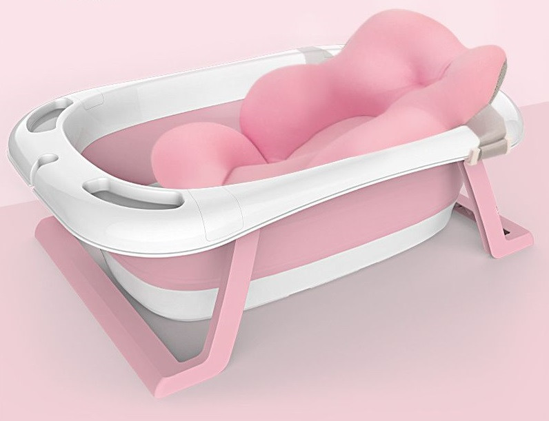 Детская ванночка складная 85см розовый с матрасиком LB-202