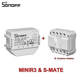 SONOFF MINI R3 16A Smart Switch без нейтрального провода с S-MATE работает c Алисой