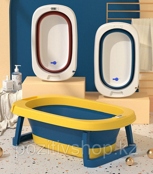 Детская ванночка складная 82 см с термометром Синий - фото 3 - id-p102422644