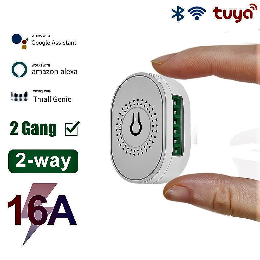 2-х канальный мини Wi-Fi выключатель Tuya 16A Smart Life