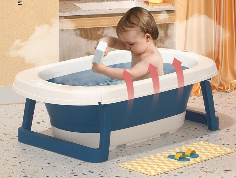 Детская ванночка складная W232 82 см с термометром Синий - фото 2 - id-p102428151