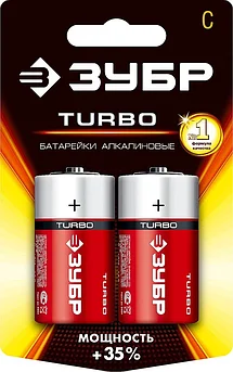 ЗУБР C, 2 шт., батарейка щелочная Turbo 59215-2C_z01