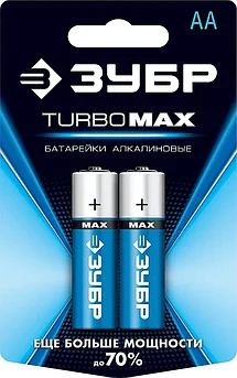 ЗУБР AA, 2 шт., батарейка щелочная Turbo-MAX 59206-2C_z01