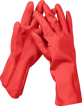 ЗУБР S, перчатки латексные хозяйственно-бытовые, повышенной прочности с х/б напылением, рифлёные ЛАТЕКС+