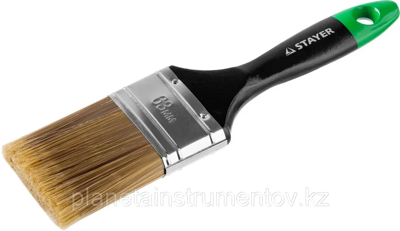 STAYER 63 мм, 2,5", щетина искусственная, деревянная ручка, кисть плоская KANEKARON-EURO 0106-063