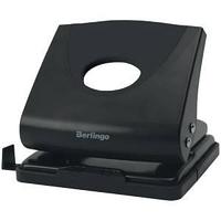 Дырокол Berlingo "Office Soft" 20л., пластиковый, черный, с линейкой