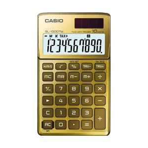 Калькулятор карманный, 10 разрядный CASIO SL-1000TW-GD-S-EH, цвет золотистый.