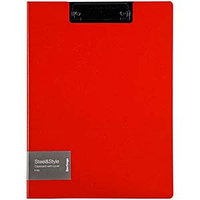 Папка-планшет с зажимом Berlingo Steel&Style A4, пластик (полифом), красная.