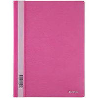 Папка-скоросшиватель пластик. Berlingo, А4, 180мкм, розовая с прозр. верхом, индив. ШК