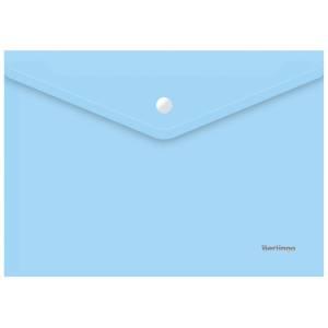 Папка-конверт на кнопке Berlingo "Starlight", А4, 180мкм, прозрачная голубая, индив. ШК