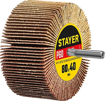 STAYER P60, 80х40 мм, круг шлифовальный лепестковый на шпильке 36609-060