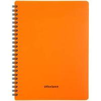 Тетрадь 60л. А5 клетка на гребне OfficeSpace "Neon", оранжевая пластиковая обложка
