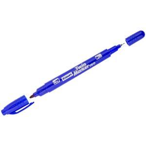 Маркер перманентный двухсторонний Luxor "Twing 150" синий, пулевидный, 0,7/1мм