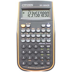 Калькулятор научный Citizen SR-135NOR, 10 разр., 128 функц., пит. от батарейки, 78*153*13мм, оранж.