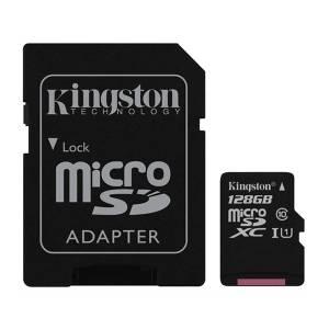 Карта памяти Kingston, 128GB, micro SDHC, class10, SDC10G2, SD adapter. - фото 1 - id-p102452805