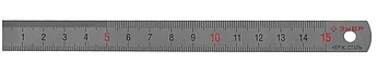 ЗУБР 15 см х 0.5 мм, линейка нержавеющая двусторонняя узкая 34280-0.5-015 Эксперт