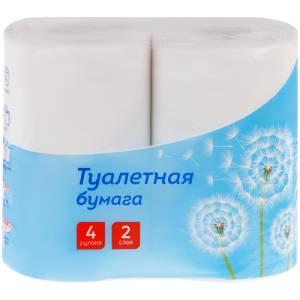 OfficeClean Туалетная бумага, 2-х слойная, 4 шт/уп., 37,5 м/рул.,тиснение, белая.