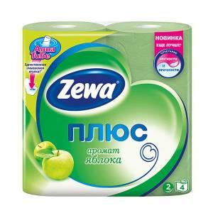Zewa Плюс Туалетная бумага Яблоко, 2-х слойная. 4 шт/уп., 23 м/рул., зеленая.