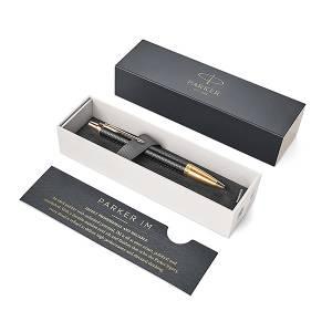 Ручка шариковая IM Premium Black/Gold GT, синяя, 1,0 мм, кнопочный механизм, в подарочной упаковке.