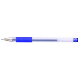 Ручка гелевая, цвет чернил синий, 0,5 мм, прозрачный корпус, с резиновым держателем