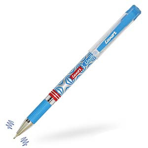 Ручка гелевая Luxor Uniflo синяя, 0,7 мм, корпус голубой.