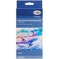 Акварельді гаммадағы қарындаштар "Лицей", 24цв.+қылқалам, қайралған, картон, еуро салпыншақ