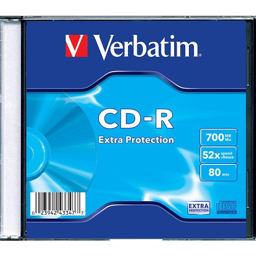 Verbatim CD-R Verbatim 700Mb 52x Slim case аксессуар для пк и ноутбука (43347) - фото 1 - id-p102461863