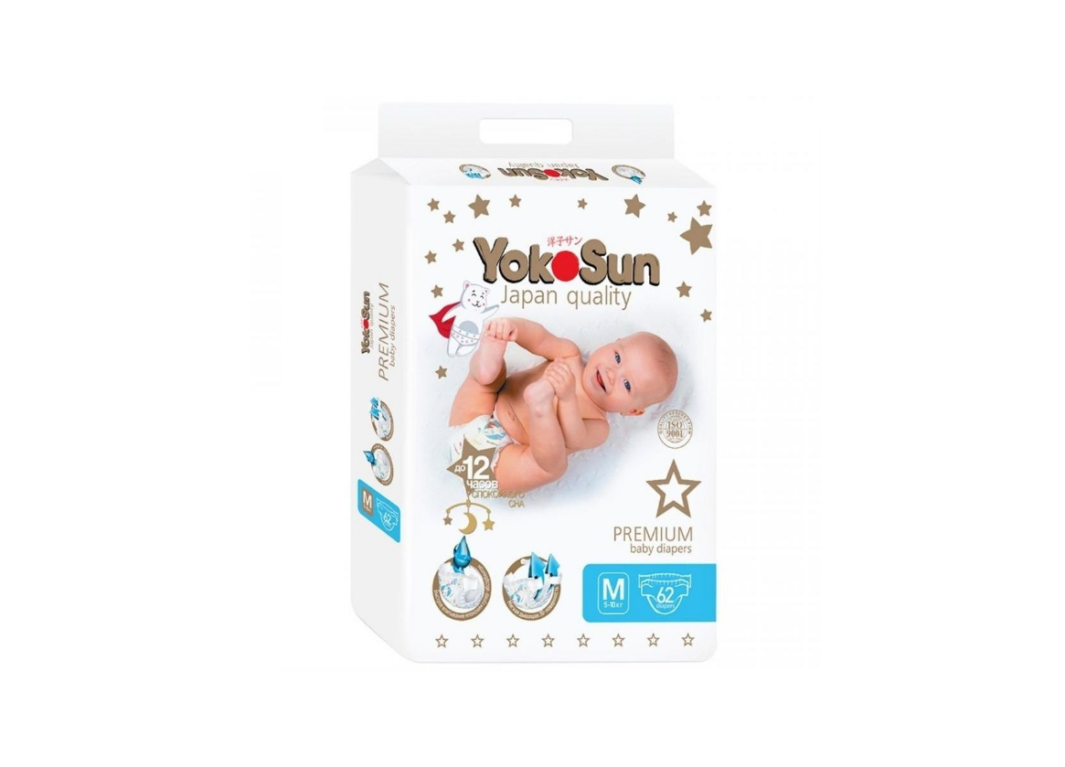 Детские подгузники YokoSun M 5-10, 62 шт