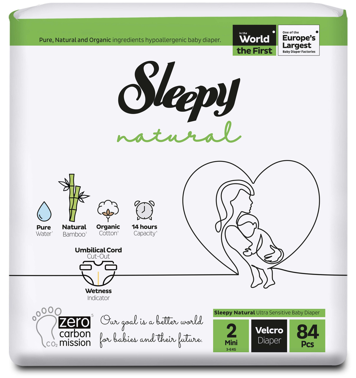 ПОДГУЗНИКИ ДЕТСКИЕ SLEEPY NATURAL №2, MINI 3-6 КГ 84шт