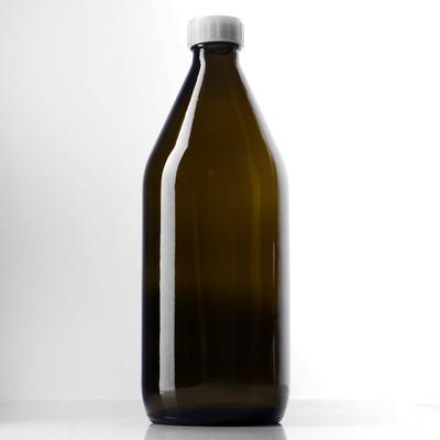 Бутыль БВ-1-1000 на литр с завинчивающейся крышкой темное стекло