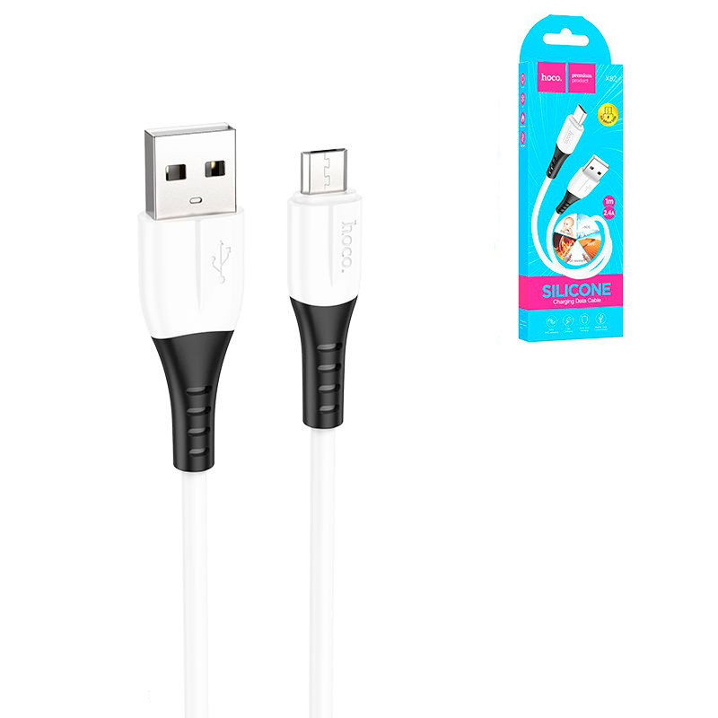 Кабель Micro USB Hoco X82 Silicone 1.0m, White
