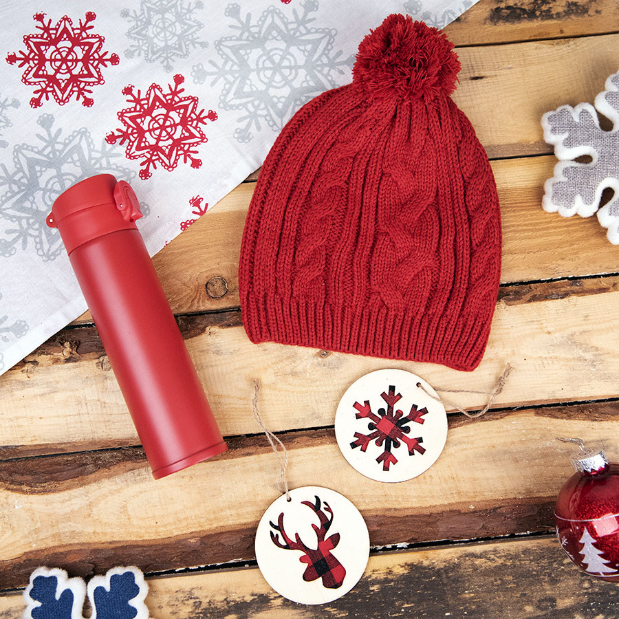 Подарочный набор WINTER TALE: шапка, термос, новогодние украшения, красный, Белый, -, 39486 08 - фото 1 - id-p102479353
