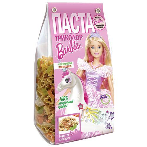 МАКАРОНЫ-ПАСТА ТРИКОЛОР со шпинатом и морковью, детские, BARBIE