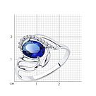 Кольцо из серебра с бесцветными и синим фианитами SOKOLOV 94012246 покрыто  родием, фото 2