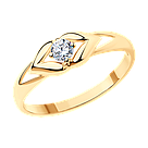 Кольцо из золочёного серебра с фианитом SOKOLOV 93010530 позолота, фото 6