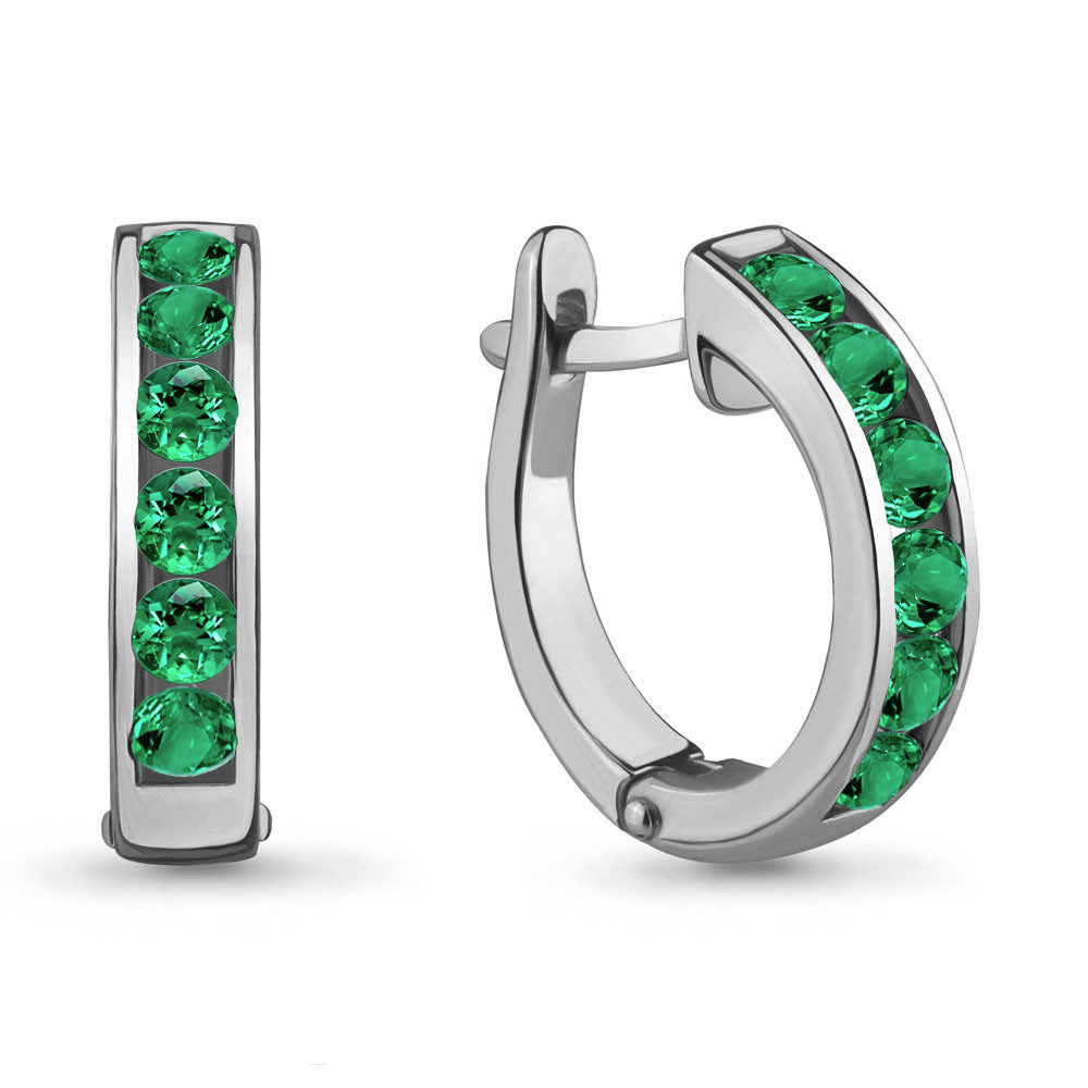 Серьги серебряные классические Aquamarine 42894Г.5 покрыто родием