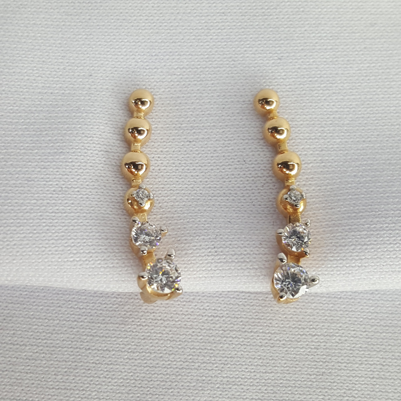 Серебряные серьги каффы Фианит Aquamarine 45500А.6 серебро с позолотой, фото 1