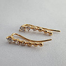 Серебряные серьги каффы Фианит Aquamarine 45500А.6 серебро с позолотой, фото 3