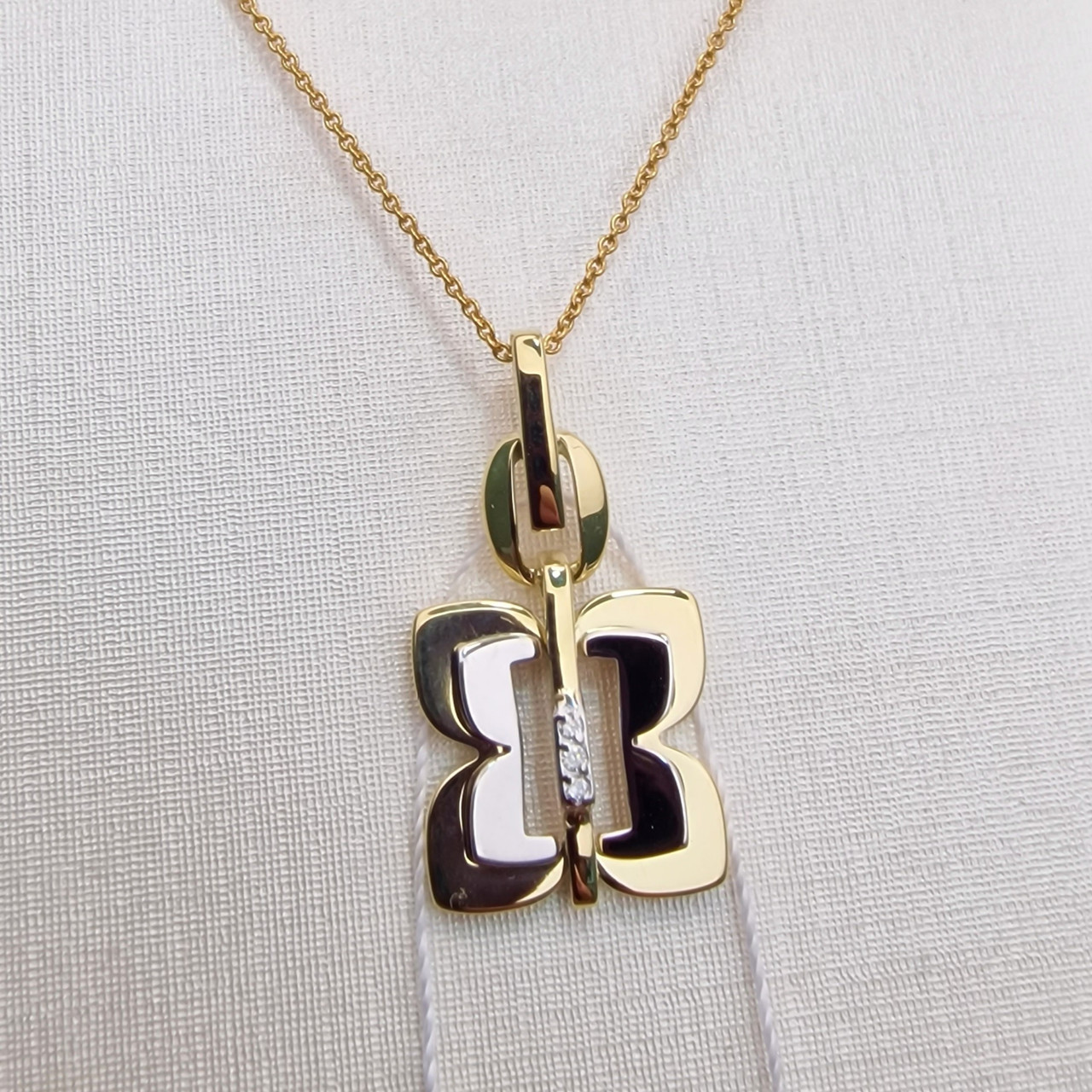 Золотой кулон с бриллиантом 0.02Ct VVS1/G, EX-Cut