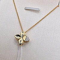 Золотой кулон с бриллиантом 0.01Ct VS1/H, EX-Cut, фото 4