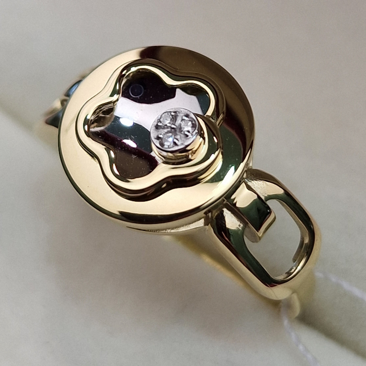 Золотое кольцо с бриллиантами 0.01Ct VS1/H, EX-Cut