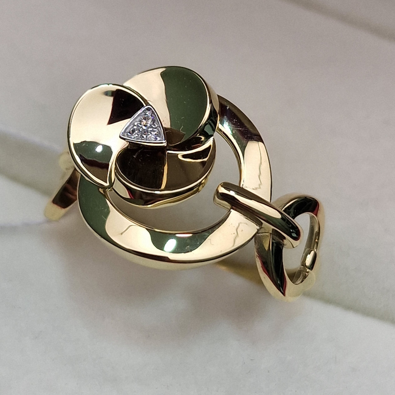 Золотое кольцо с бриллиантами 0.02Ct VS1/H, EX-Cut размер 18,5 - фото 6 - id-p102540639