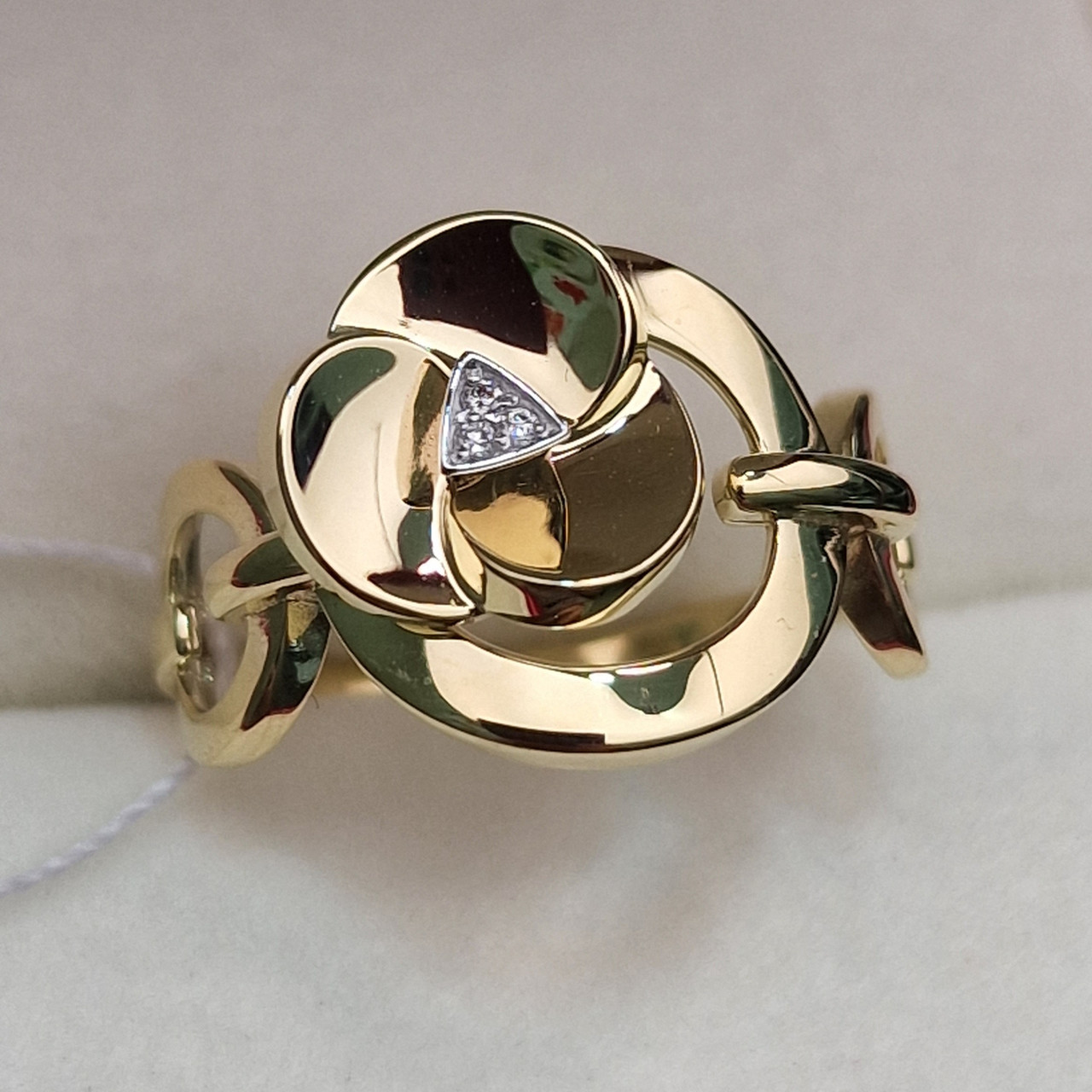 Золотое кольцо с бриллиантами 0.02Ct VS1/H, EX-Cut размер 18,5 - фото 1 - id-p102540639